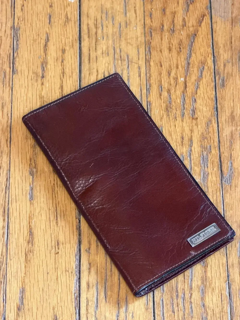 Tommy Hilfiger Wallet Mens One Size Brown Leather Long Bifold Checkbook Logo